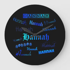 Relógio Grande Máscaras do azul no preto - Hannah