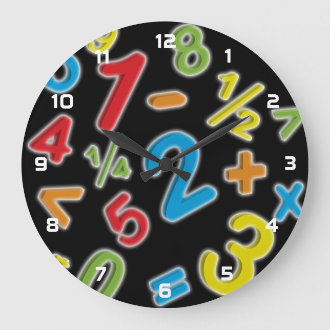 Relógio Grande Matemática personalizada de números 123 (Frente)