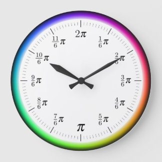 Relógio Grande Mathematical π Time Wall Clock with Rainbow Circle