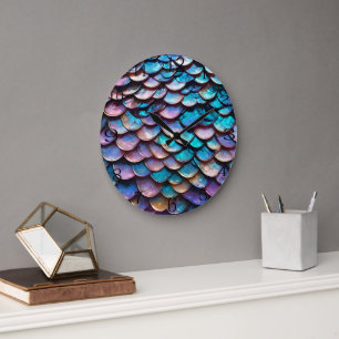 Relógio Grande Matizes Encantados: Altura de Pastel Mermaid Scale