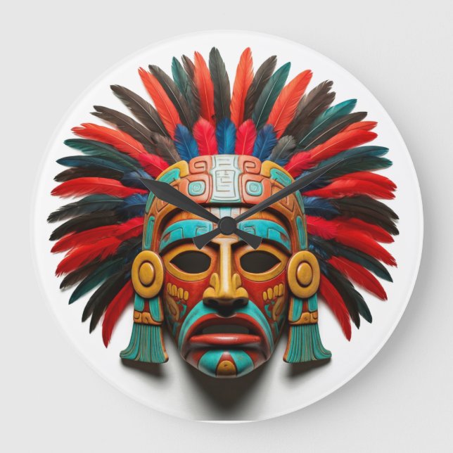 Relógio Grande Mayan Mask Viagem do México (Frente)