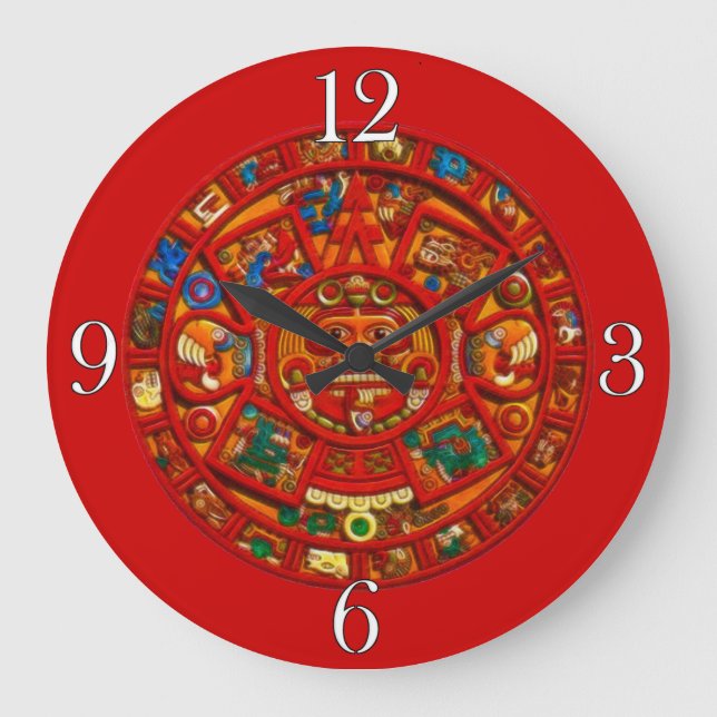 Relógio Grande Mayan Sun Calendar Aztec Mexican History Clock (Frente)