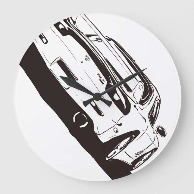 RELÓGIO GRANDE MAZDA FD3S RX-7 （リア）線画イラスト　壁掛け時計 (Frente)