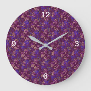 Relógio Grande Mazipoodles Florais Argyle Plum Blue Beige