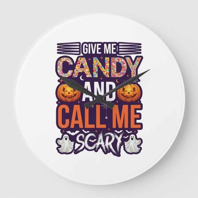 Relógio Grande Me Dê Doces Chamada Assustadora Abóbora de Hallowe (Frente)