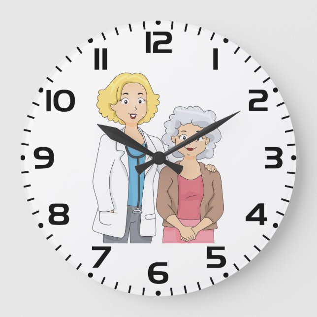 Relógio Grande Médica com Paciente Mulher Idosa (Frente)