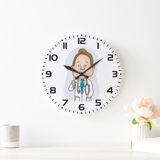 Relógio Grande Médico sorridente Dando polegares com estetoscópio (Criador carregado)