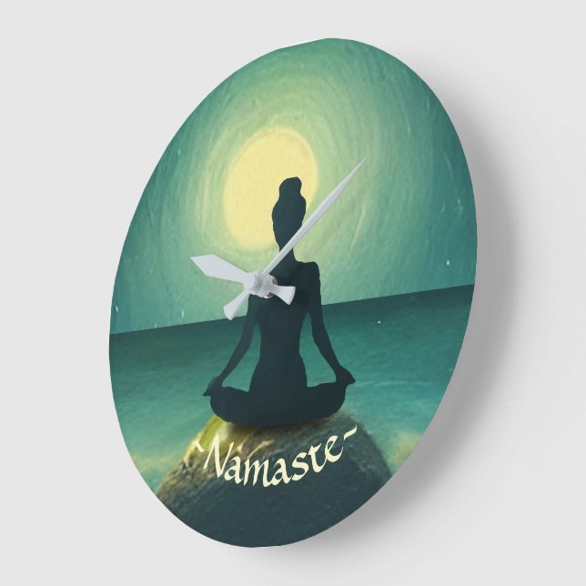 Relógio Grande Meditação de Yoga - Noite de Estrelas de Lua Compl (Ângulo)