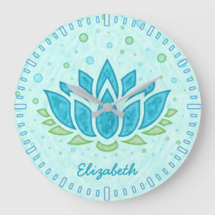 Relógio Grande Meditação de Yoga Space Blue Lotus Flower Zen  N