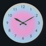 Relógio Grande Meditação Pastel Gradient Ombre Colorful Aura<br><div class="desc">Cores moles como um sonho de aquarela de um gradiente linear pintado sonhos de primavera, pensamentos iridescentes e maravilhosas vibrações estéticas pastéis. tapetes coloridos gradiente, quarto, design de decoração. Cuidado com o gradiente retrorreflector colorido Você pode personalizar este design com seu monograma, nome, logotipo ou um ditado. Clique em editar...</div>