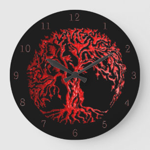 Relógio Grande Mehndi Tree of Life (Henna) (Vermelho)