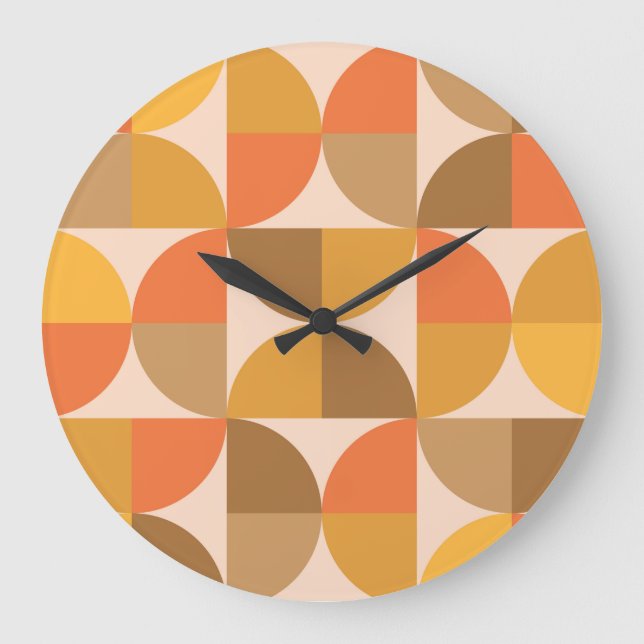 Relógio Grande Meia Círculos de Meio século Laranja e Castanho (Frente)