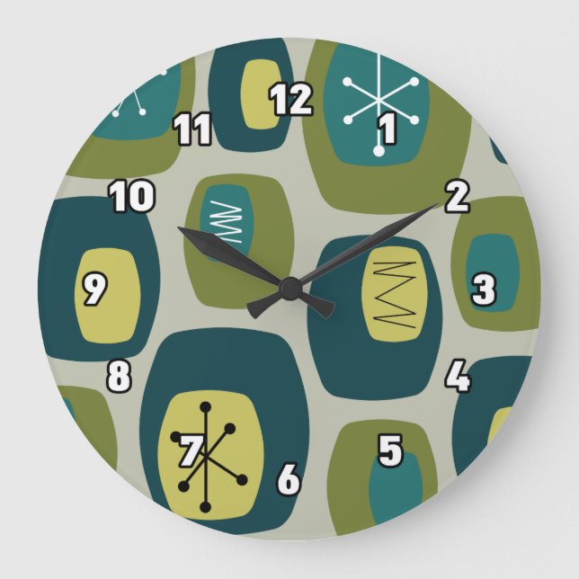 Relógio Grande Meio século Modern Oblongs Olive Green (Frente)