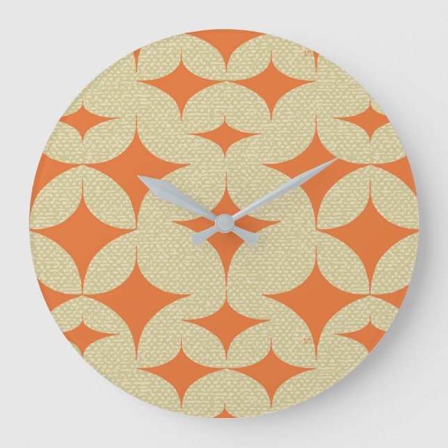 Relógio Grande Meio século Modern Orange Diamond Large Clock (Frente)