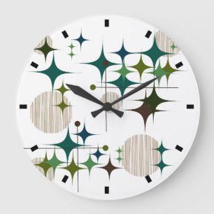 Relógio Grande Meio século Starbursts moderno e globos