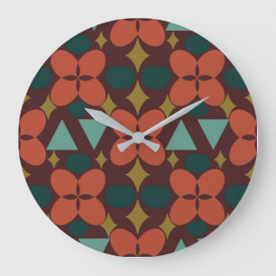 Relógio Grande Meio século Vermelho de Diamante de Flor Moderno