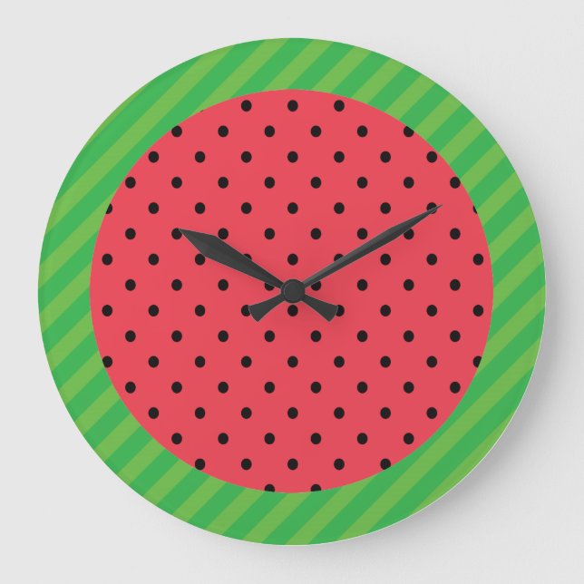 Relógio Grande Melancia fruta de Verão comida verde-rosa (Frente)
