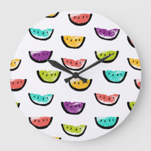 Relógio Grande Melancias brilhantes: padrão transparente colorido