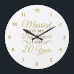 Relógio Grande Melhor Amiga no 20º Aniversário de Casamento<br><div class="desc">Celebre um aniversário de casamento marcante com esta ideia de presente romântico com letras douradas elegantes. Para marido e mulher que são melhores amigos!</div>