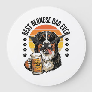Relógio Grande Melhor Design de Camisa de Cerveja para Pai Bernês