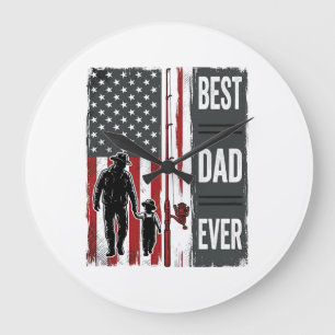 Relógio Grande Melhor Pai de Todos Bandeira de Pesca Design Vetor