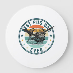 Relógio Grande Melhor Pai Pug de Todos os Tempos Camisa de Cachor