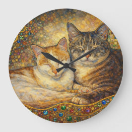 Relógio Grande Melhores Amigos Gatos inspirados em Klimt
