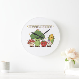 Relógio Grande Melhores Amigos Vegetais   Desenho Animado Kawaii 