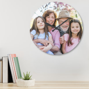 Relógio Grande Memórias da Família Foto Personalizada dos Avós