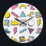 Relógio Grande Memphis dos anos 90: Elementos Pop Design.<br><div class="desc">pop Memphis Design Elements Retro 90's Pop Memphis elementos Memphis, um vibrante e colorido conjunto de formas e estilo. Balançar os anos 90 com elementos de decoração Memphis! As formas e cores retrorreflectoras criam uma dança geométrica vibrante. 90s, elemento, retrô, 80s, decoração, forma, padrão, pop, ilustração, memphis, 1990s, 1980, grade,...</div>