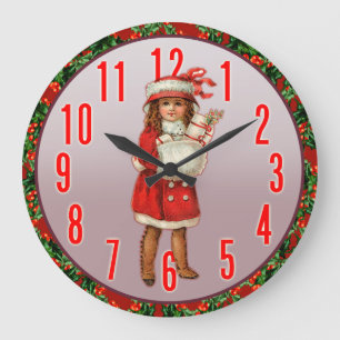 Relógio Grande Menina bonito no pulso de disparo de parede da