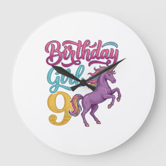 Relógio Grande Menina de Aniversário Unicórnio 9 Design de Gravur