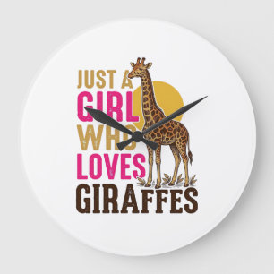 Relógio Grande Menina Que Ama Girafas Camisa Vintage de Girafa De