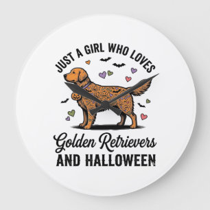 Relógio Grande Menina Retriever Dourado de Halloween Mãe de Cacho