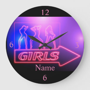Relógio Grande Meninas Neon Rosa Assinam Thunder_Cove