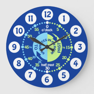 Relógio Grande Meninos aprendem a dizer hora azul da parede