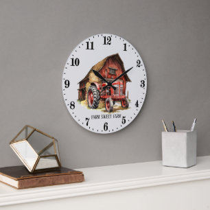 Relógio Grande Mensagem de adição do trator de fazenda legal