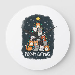 Relógio Grande Meowy Catmas Gato Árvore de Natal Xmas Meninas Men