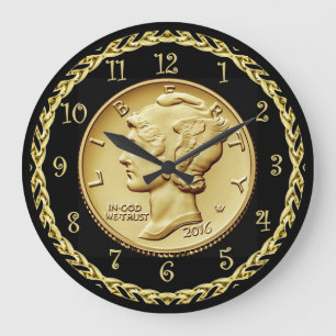 Relógio Grande Mercury Dime Centennial Imagem de Moedas Douradas