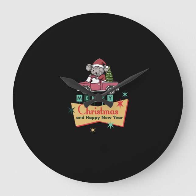Relógio Grande Merry Christmas and Happy New Year (Frente)