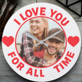 Relógio Grande Message Photo I Love You All time Personalized