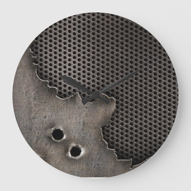 Relógio Grande Metal com fundo dos buracos de bala (Frente)