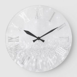 Relógio Grande Metal de prata cinzento cinzento Numers romano do