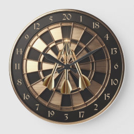 Relógio Grande Metall Dartboard mit Dartpfeilen Gold Metalleffekt