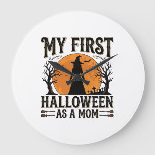 Relógio Grande Meu Primeiro Halloween como uma Mãe Desenho Vintag