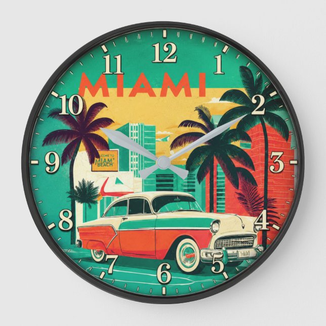 Relógio Grande Miami Beach Vintage Car  (Frente)