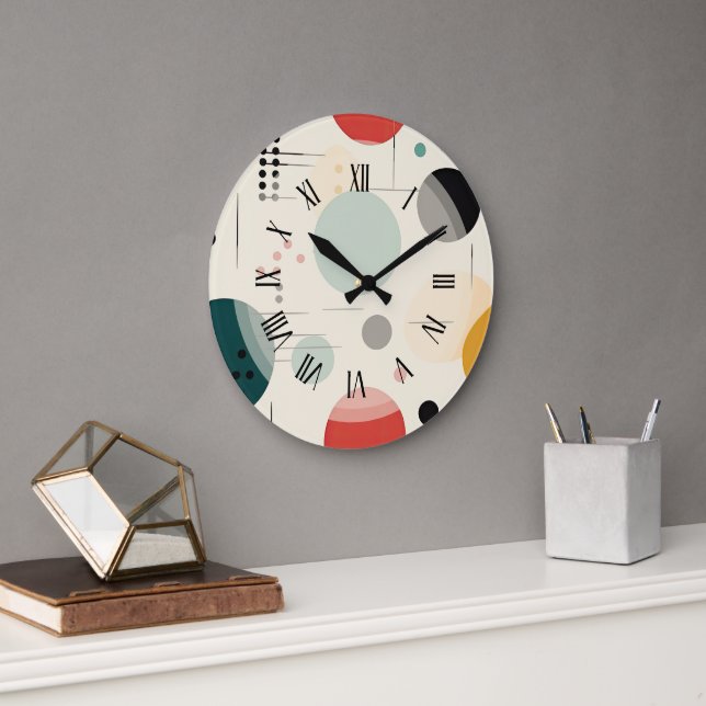Relógio Grande Mid century colorful geometric pattern (Escritório)