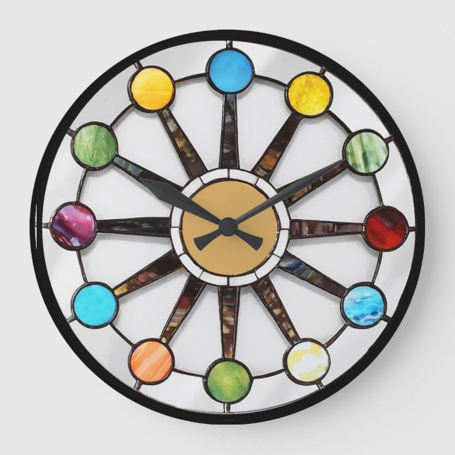 Relógio Grande Midcentury stained glass clock (Frente)