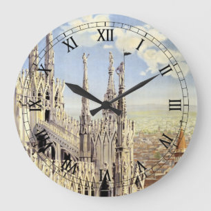 Relógio Grande Milano Itália Catedral Gótica Duomo Viagem Antiga