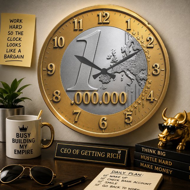 Relógio Grande Million Euro Coin Wall Clock Design, Funny Wealth  (Criador carregado)